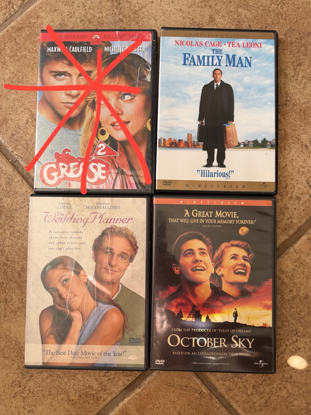 Wedding Planner, October Sky, The Family Man DVD bundle